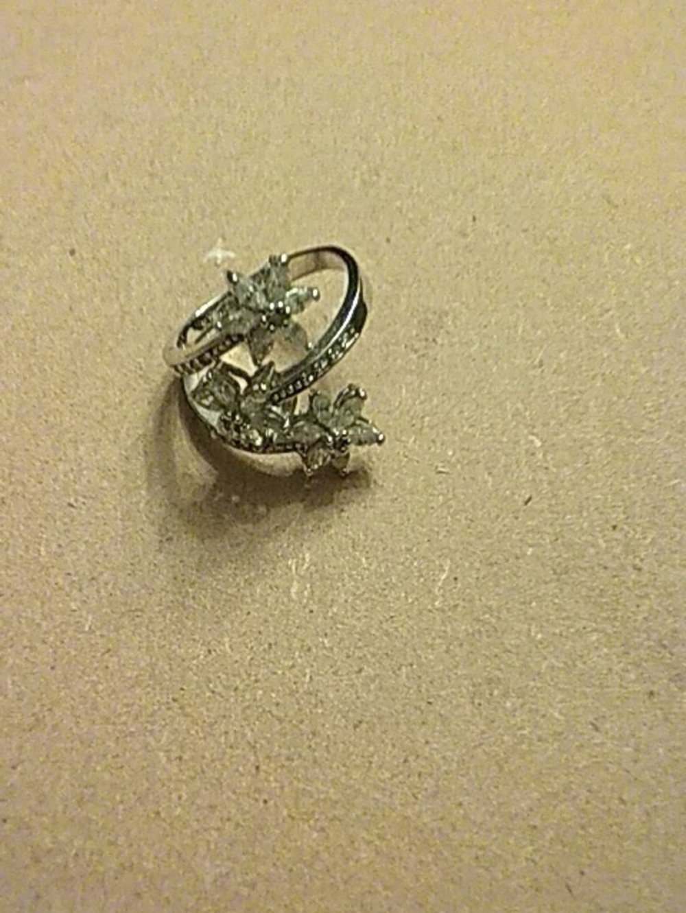 Crystal Butterfly Silver Ring - Women's Jewelry